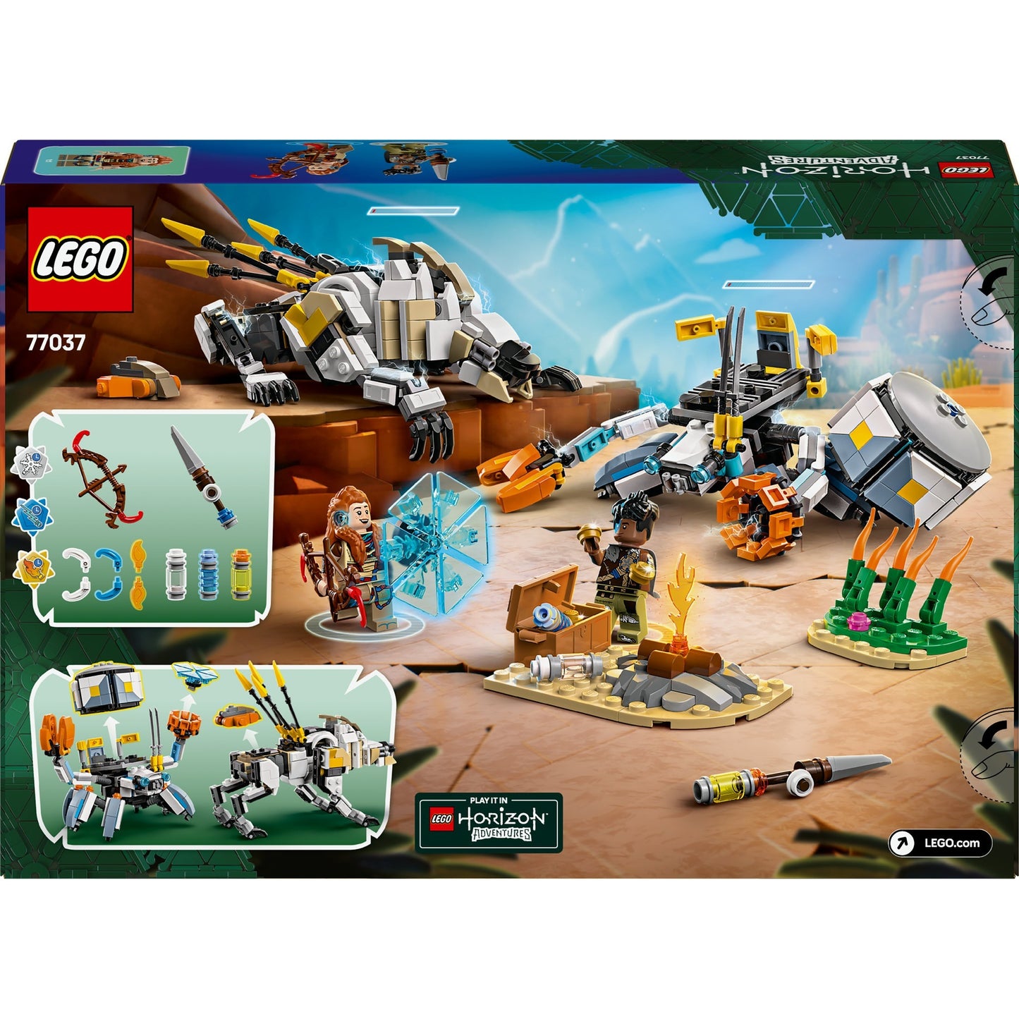 77037 Horizon Adventures Aloy und Varl vs. Panzerwanderer und Sägezahn, Konstruktionsspielzeug