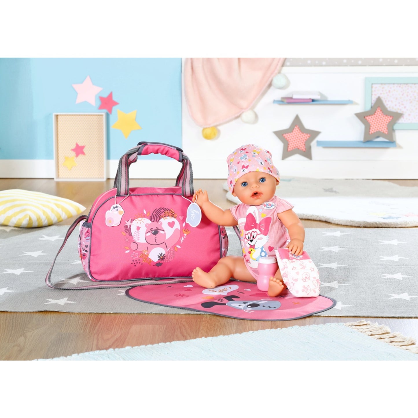 ZAPF Creation BABY born® Wickeltasche (mit Wickelunterlage, Windel und Puderdose)
