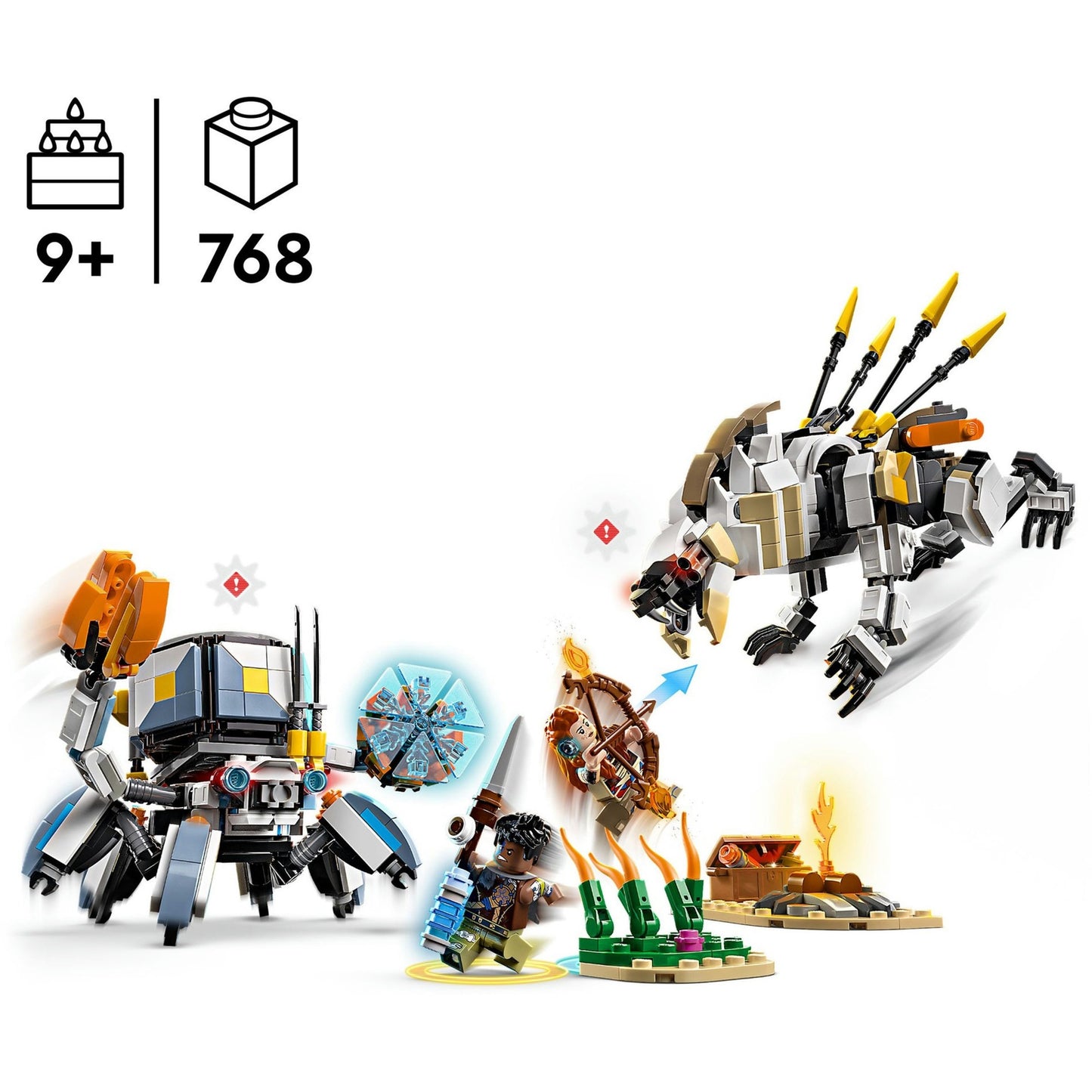 77037 Horizon Adventures Aloy und Varl vs. Panzerwanderer und Sägezahn, Konstruktionsspielzeug
