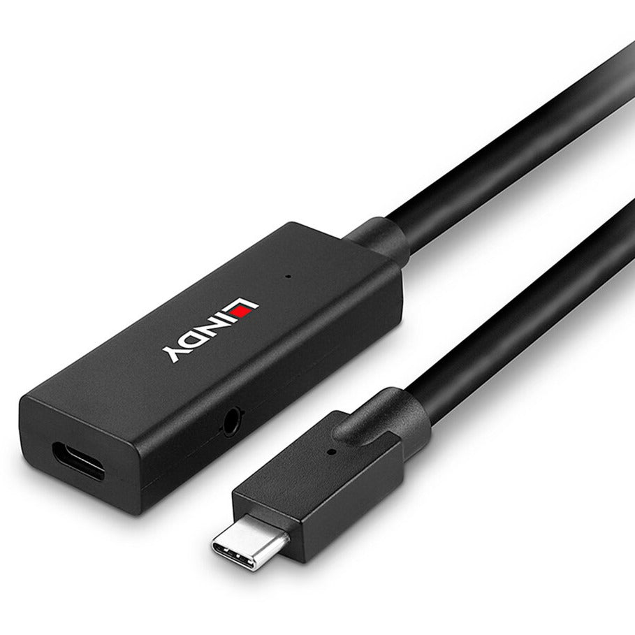 Lindy USB 3.2 Gen 2 Aktivverlängerungskabel, USB-C Stecker > USB-C Buchse (schwarz, 5 Meter)