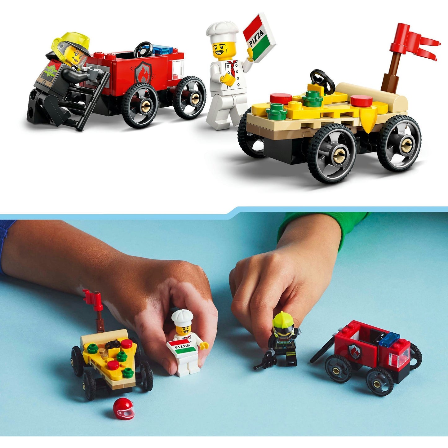 60458 City Pizzalieferwagen vs. Löschauto, Konstruktionsspielzeug
