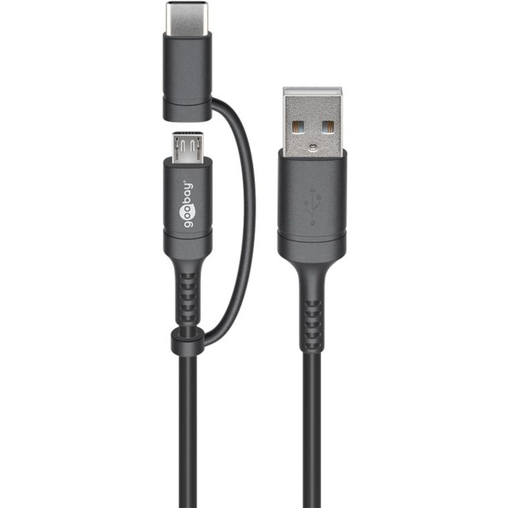 Goobay USB 2.0 Kabel, USB-A Stecker > USB-C + Micro-USB Stecker (schwarz, 1 Meter)
