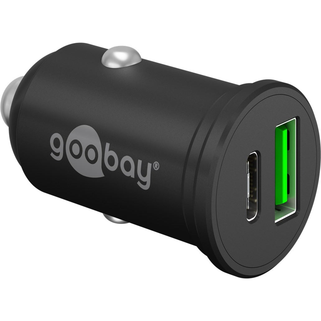 Goobay Dual-USB Auto-Schnellladegerät 45 Watt (schwarz, 1x USB-C, 1x USB-A, Power Delivery, 12 / 24 Volt)