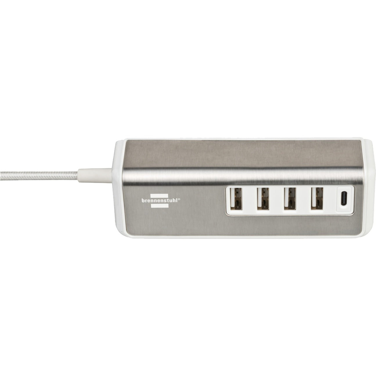 Brennenstuhl estilo USB-Multiladegerät (weiss/edelstahl, 5x USB, PD 20 Watt)