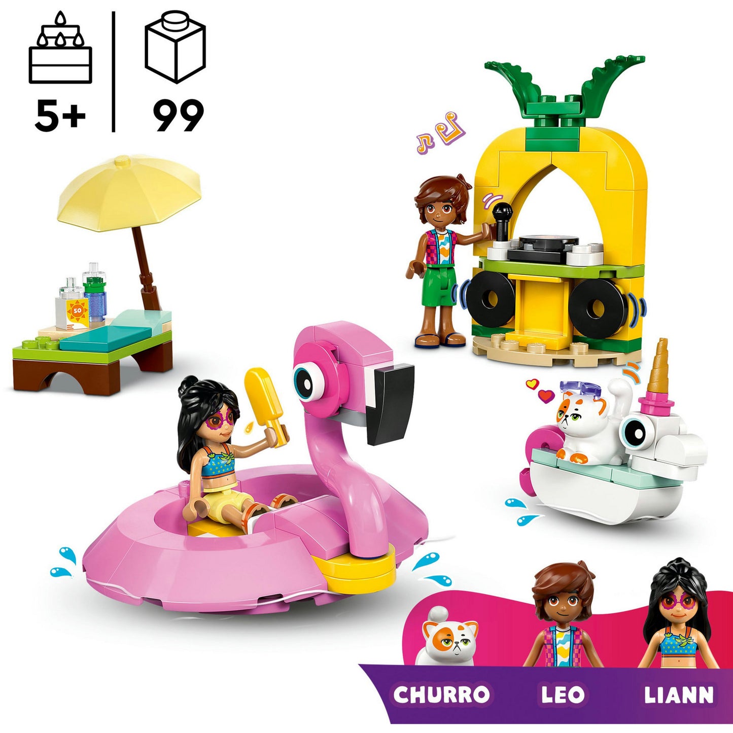 42658 Friends Poolparty mit Einhorn und Flamingo, Konstruktionsspielzeug