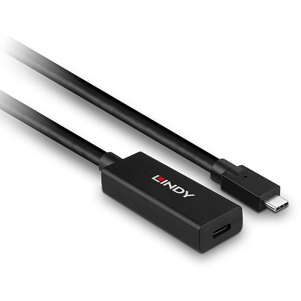 Lindy USB 3.2 Gen 2 Aktivverlängerungskabel, USB-C Stecker > USB-C Buchse (schwarz, 5 Meter)