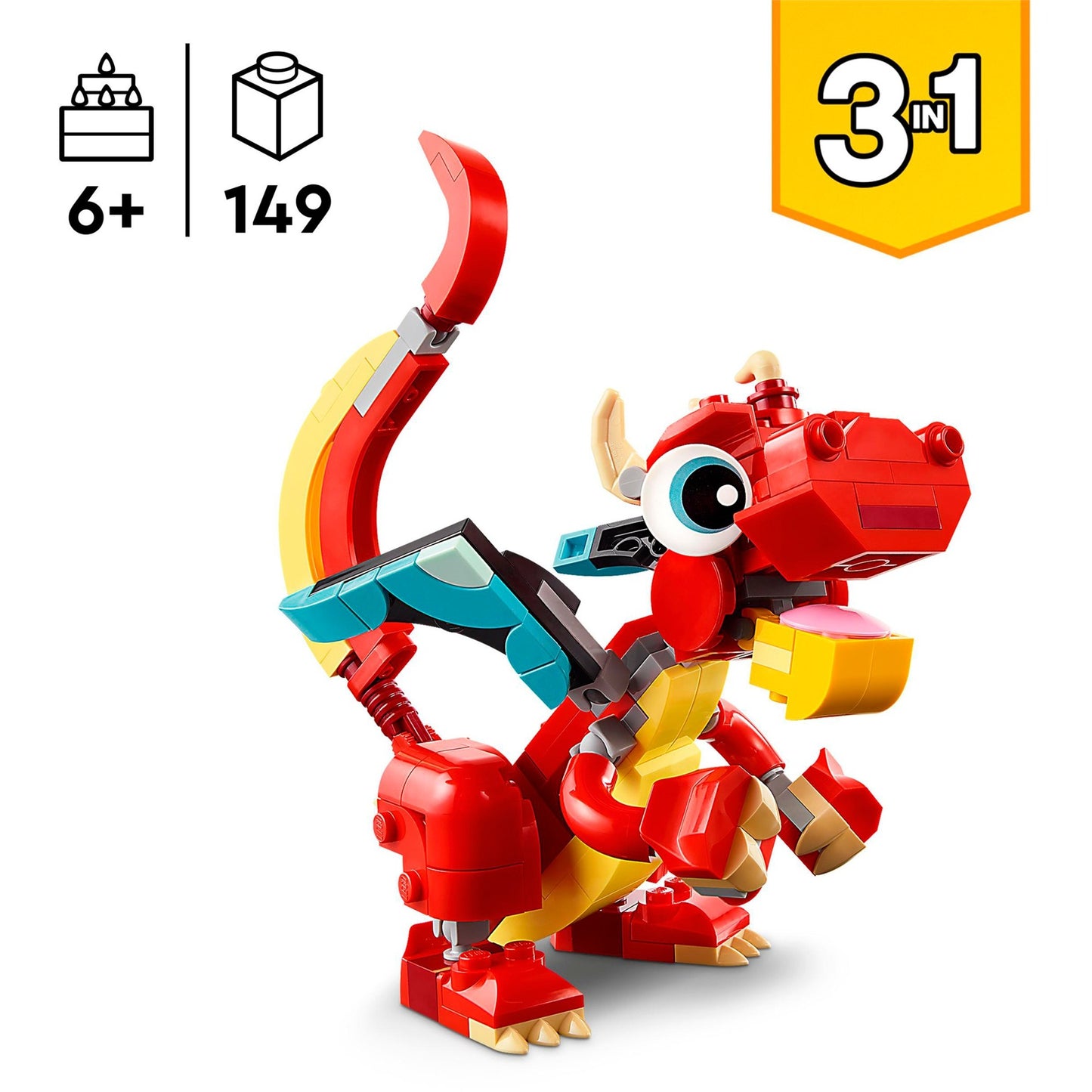 LEGO 31145 Creator 3-in-1 Roter Drache, Konstruktionsspielzeug