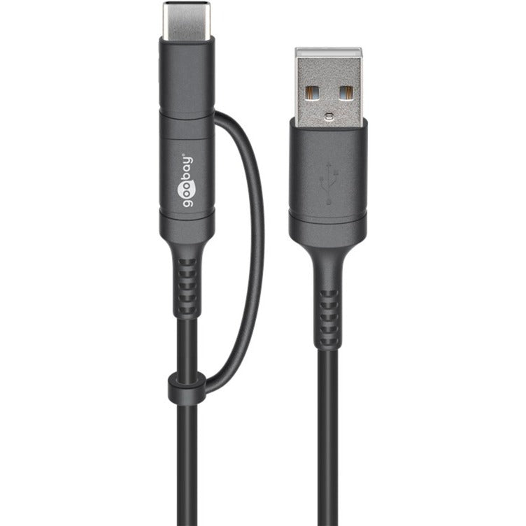 Goobay USB 2.0 Kabel, USB-A Stecker > USB-C + Micro-USB Stecker (schwarz, 1 Meter)