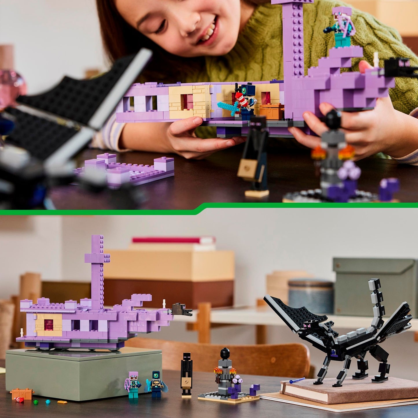 LEGO 21264 Minecraft Der Enderdrache und das Endschiff, Konstruktionsspielzeug