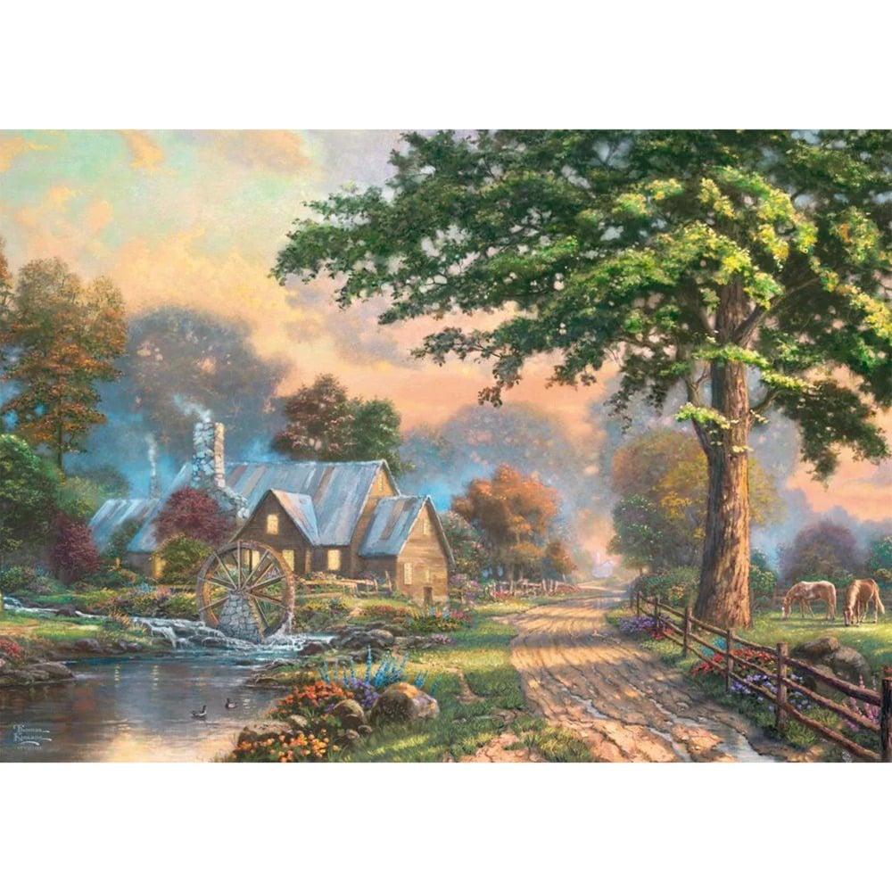 Schmidt Spiele Holzpuzzle Thomas Kinkade Studios: Am alten Mühlenbach (1000 Teile)