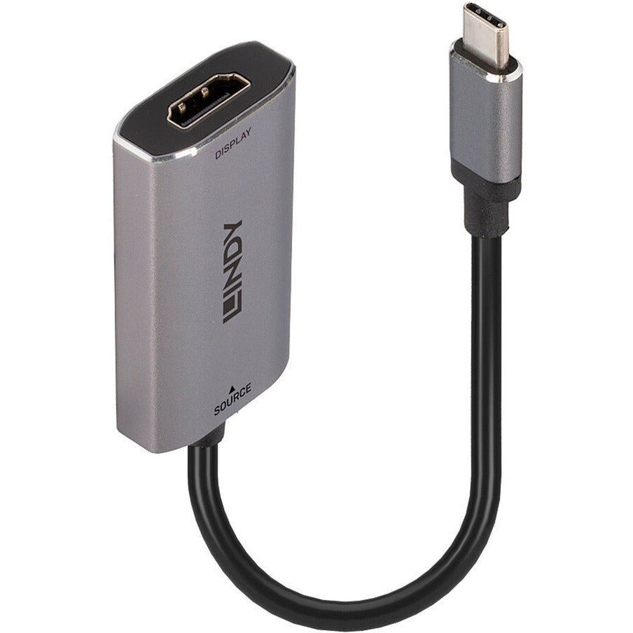 Lindy USB Konverter 8K60, USB-C Stecker > HDMI Buchse (silber/grau, 11cm)