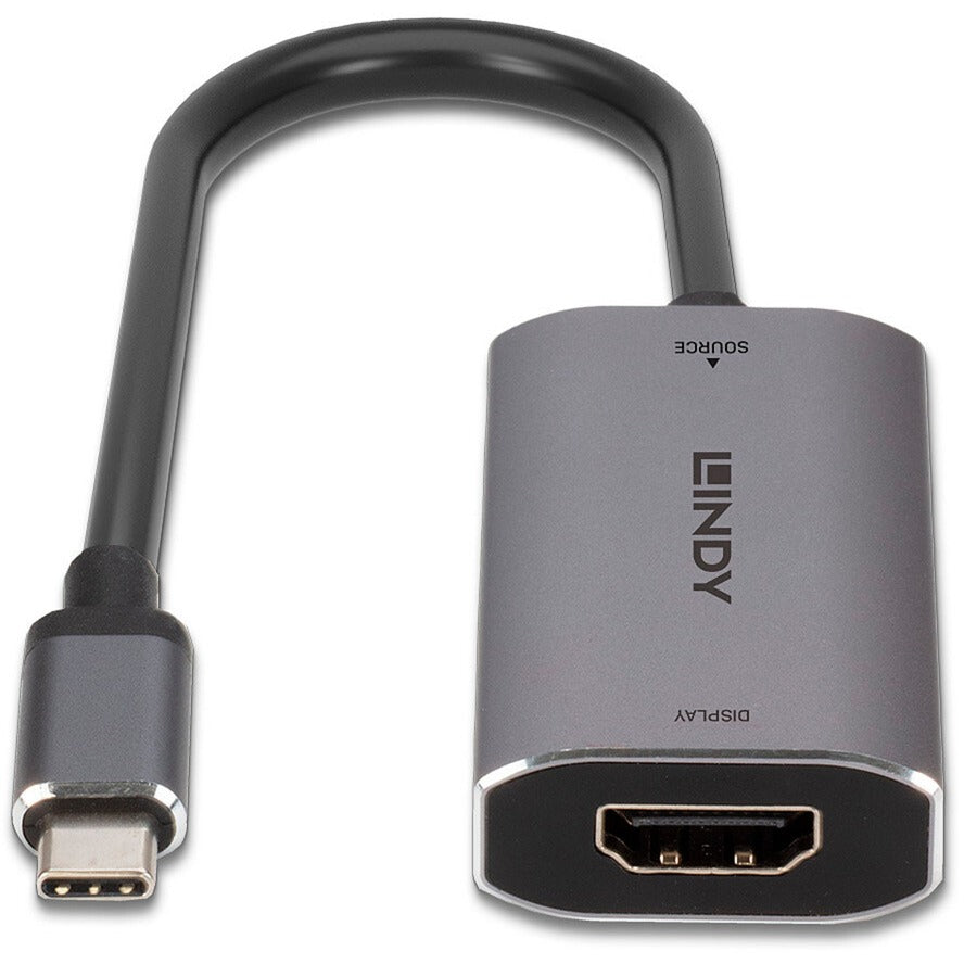 Lindy USB Konverter 8K60, USB-C Stecker > HDMI Buchse (silber/grau, 11cm)