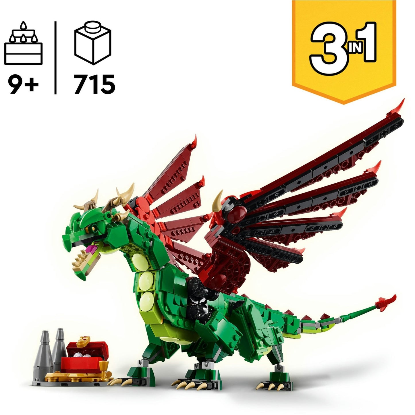 31161 Creator 3-in-1 Grüner Drache, Konstruktionsspielzeug
