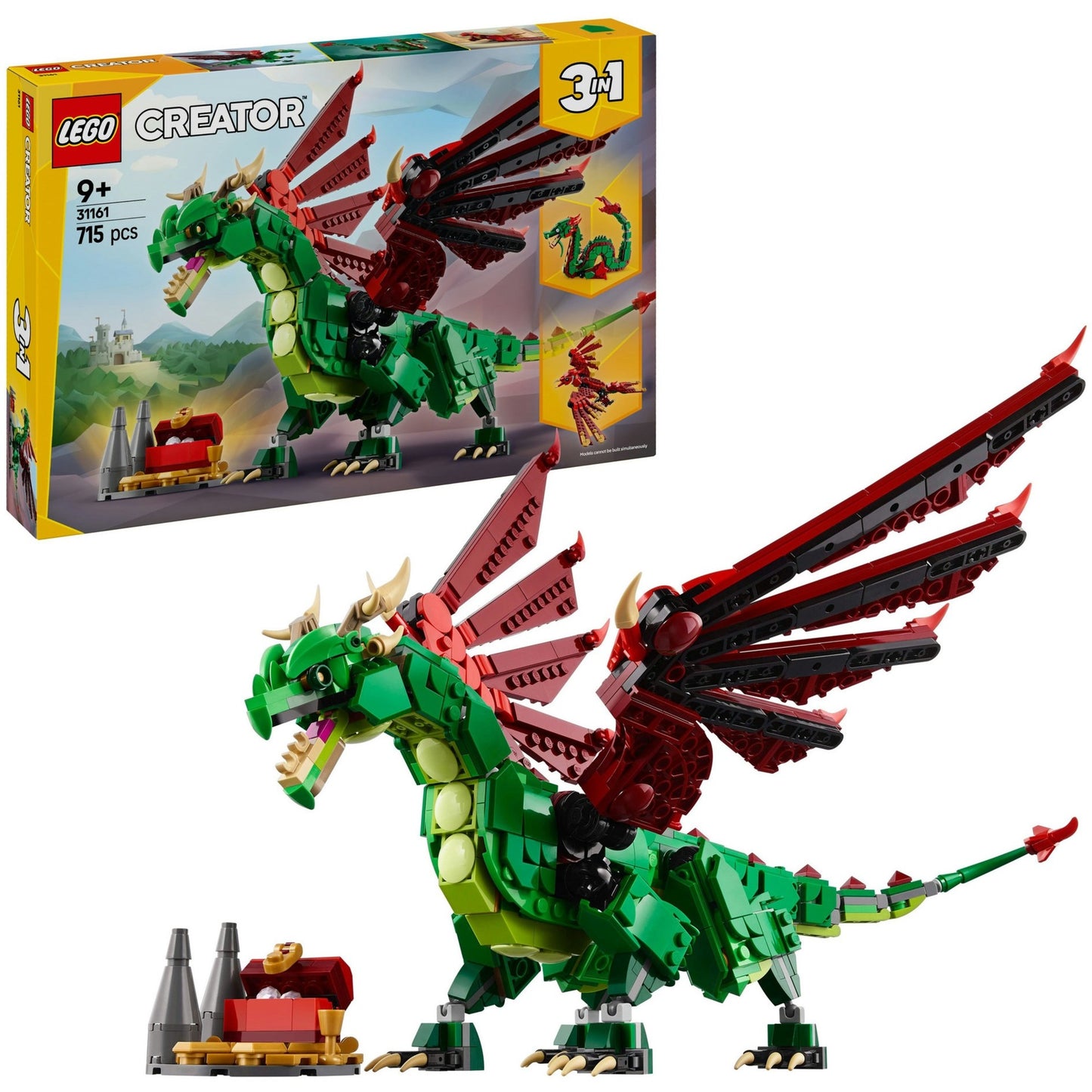 31161 Creator 3-in-1 Grüner Drache, Konstruktionsspielzeug