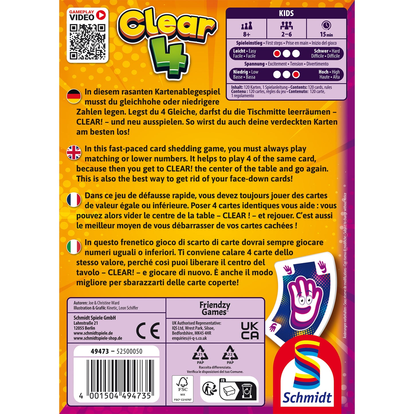 Clear 4, Kartenspiel