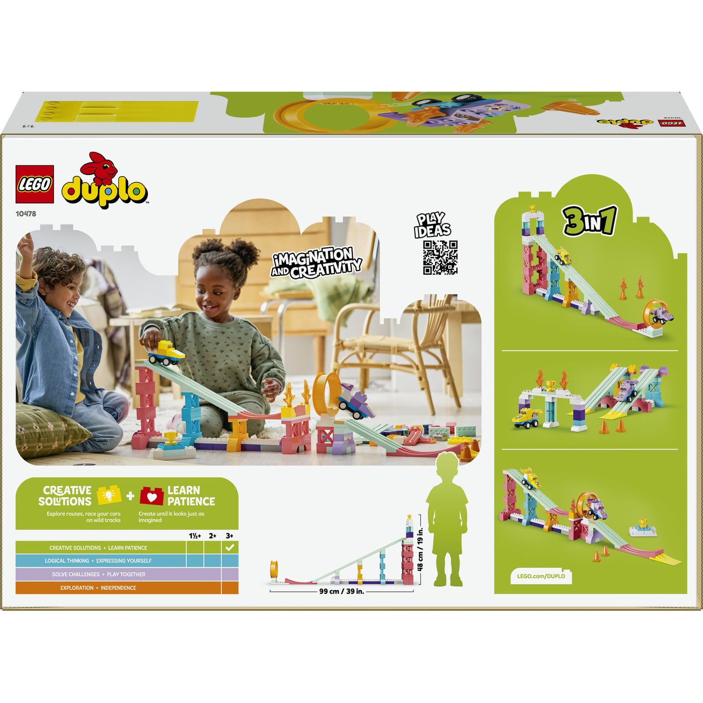 10478 DUPLO Town Kreative Sprungschanzen mit kleinen Flitzern 3-in-1-Set, Konstruktionsspielzeug