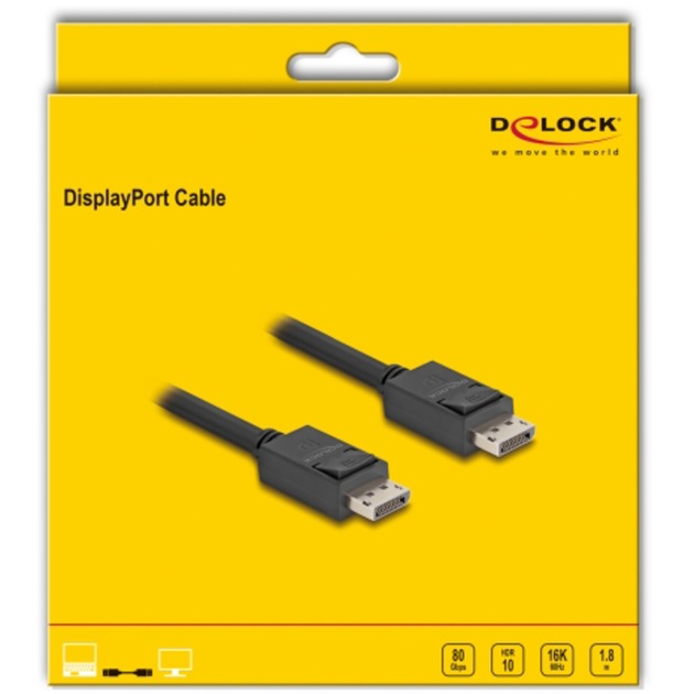 Kabel DisplayPort 2.1 Stecker > DisplayPort Stecker, 16K, 80 Gbps