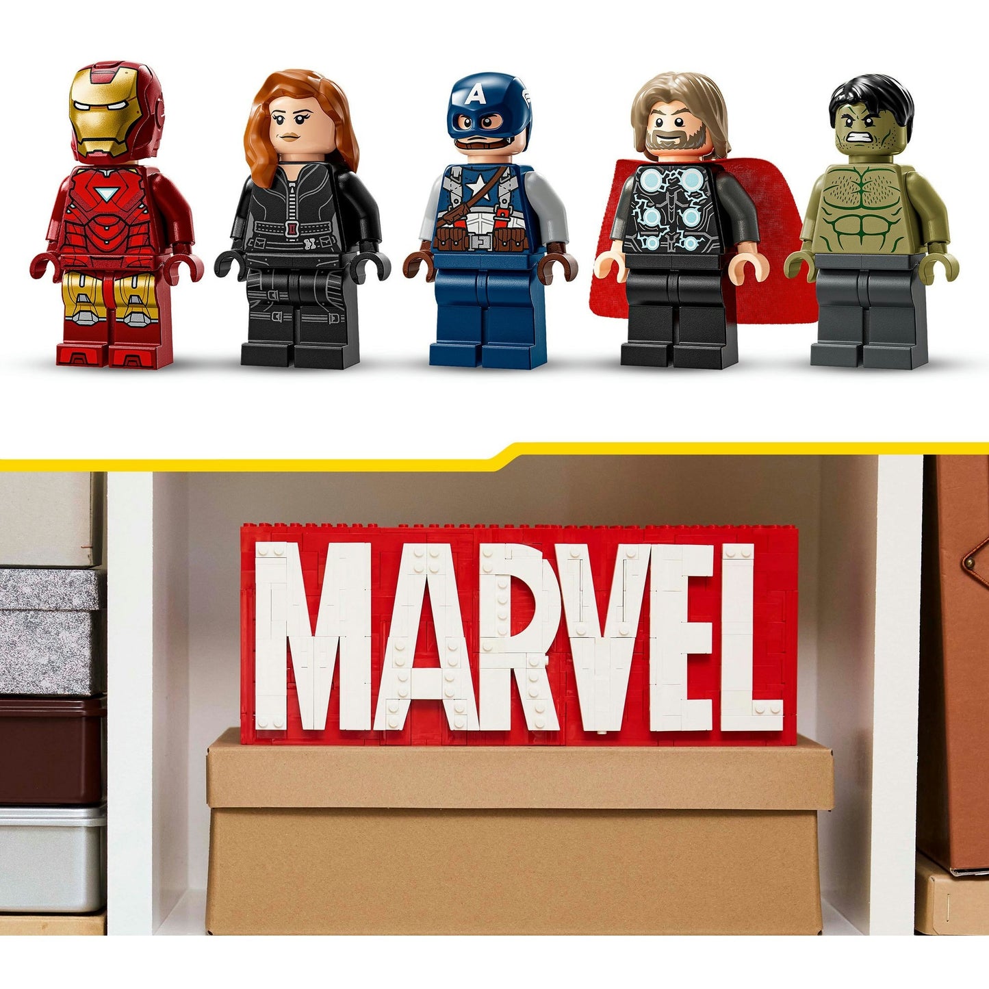 76313 Marvel Logo & Minifiguren, Konstruktionsspielzeug