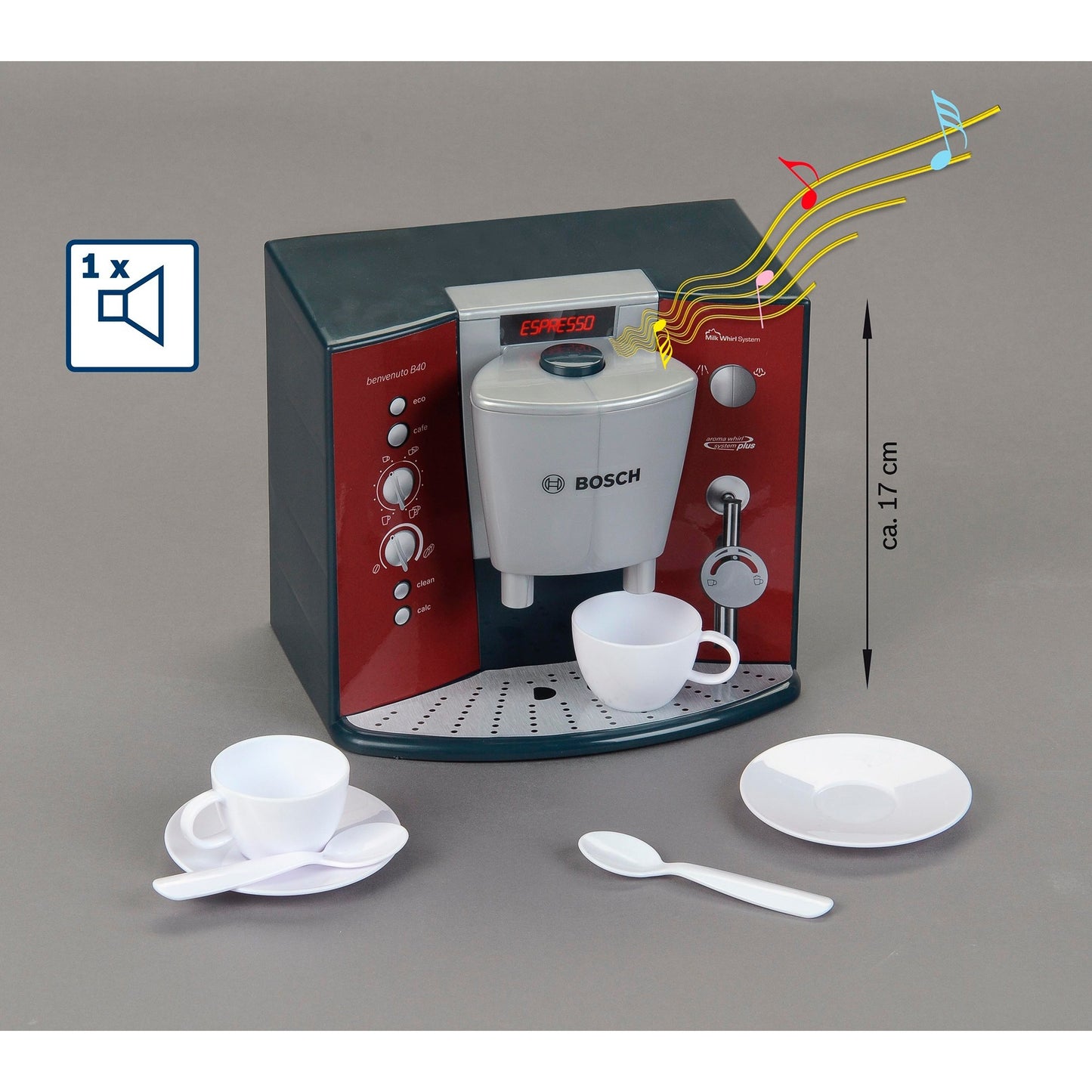 Theo Klein Bosch Kaffeemaschine mit Sound (rot/grau)