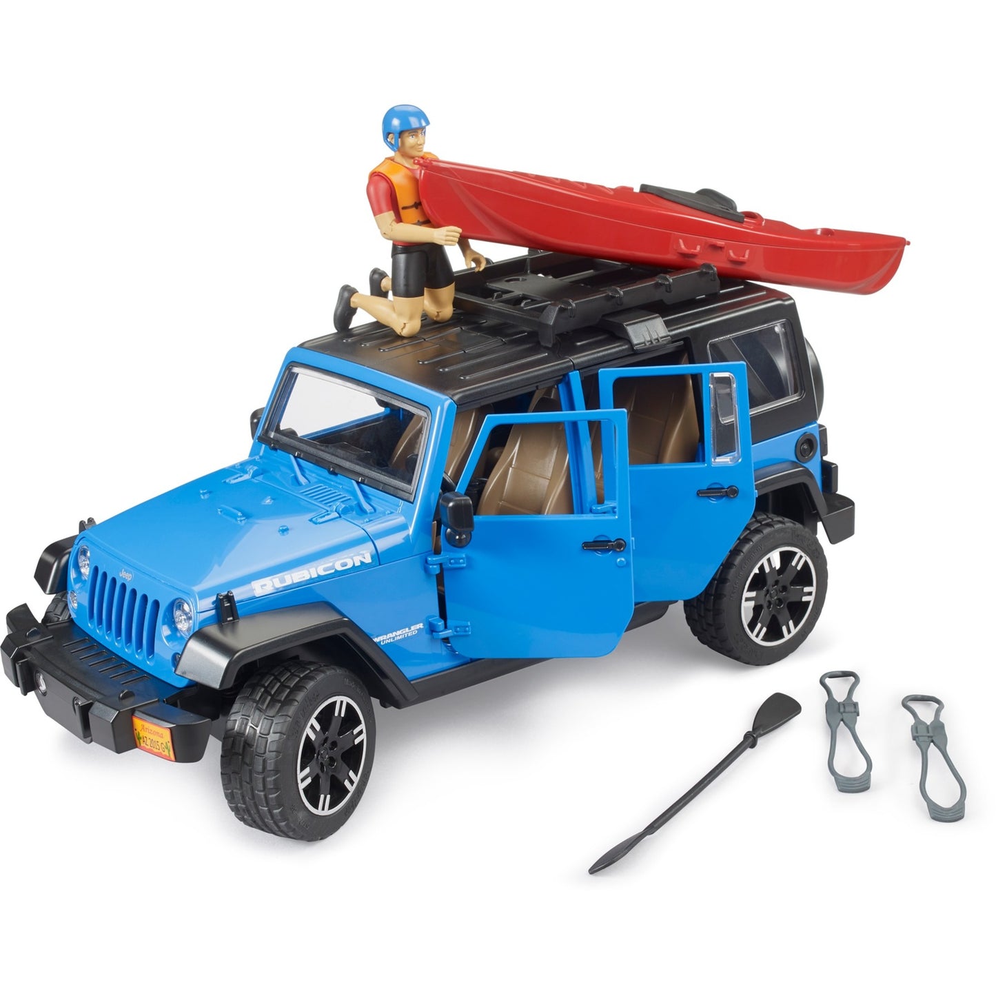 bruder Jeep Wrangler Rubicon Unlimited mit Kajak und Figur, Modellfahrzeug