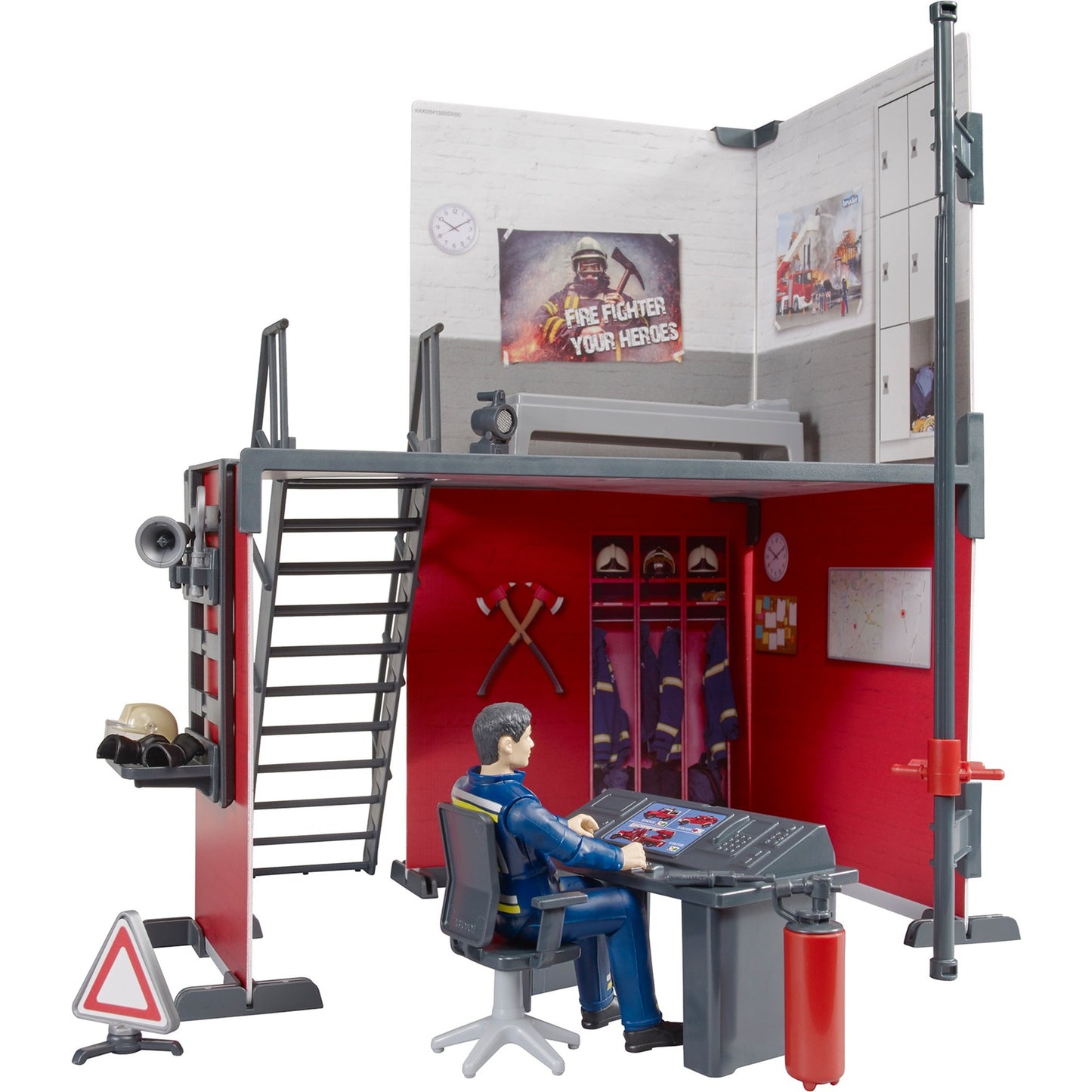 BRUDER bworld Feuerwehrstation mit Feuerwehrmann (Themenset)