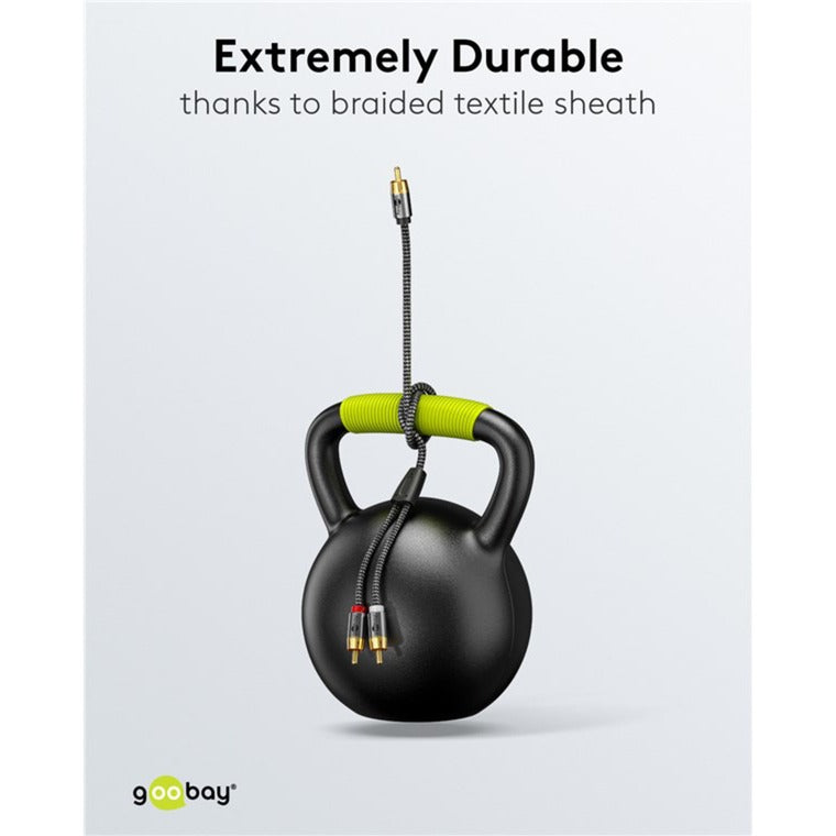 Goobay Plus Cinch Y-Kabel (schwarz/silber, 2 Meter)