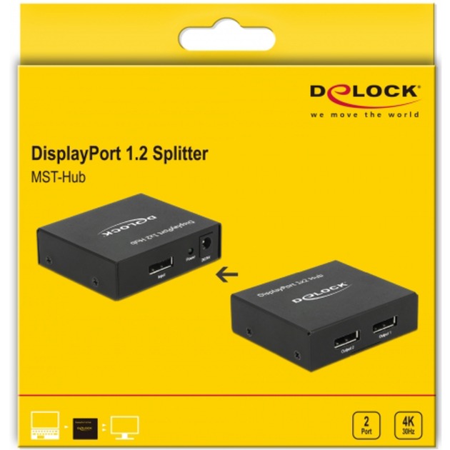 DeLOCK DisplayPort Splitter 1.2 > 2x DisplayPort 4K (schwarz)