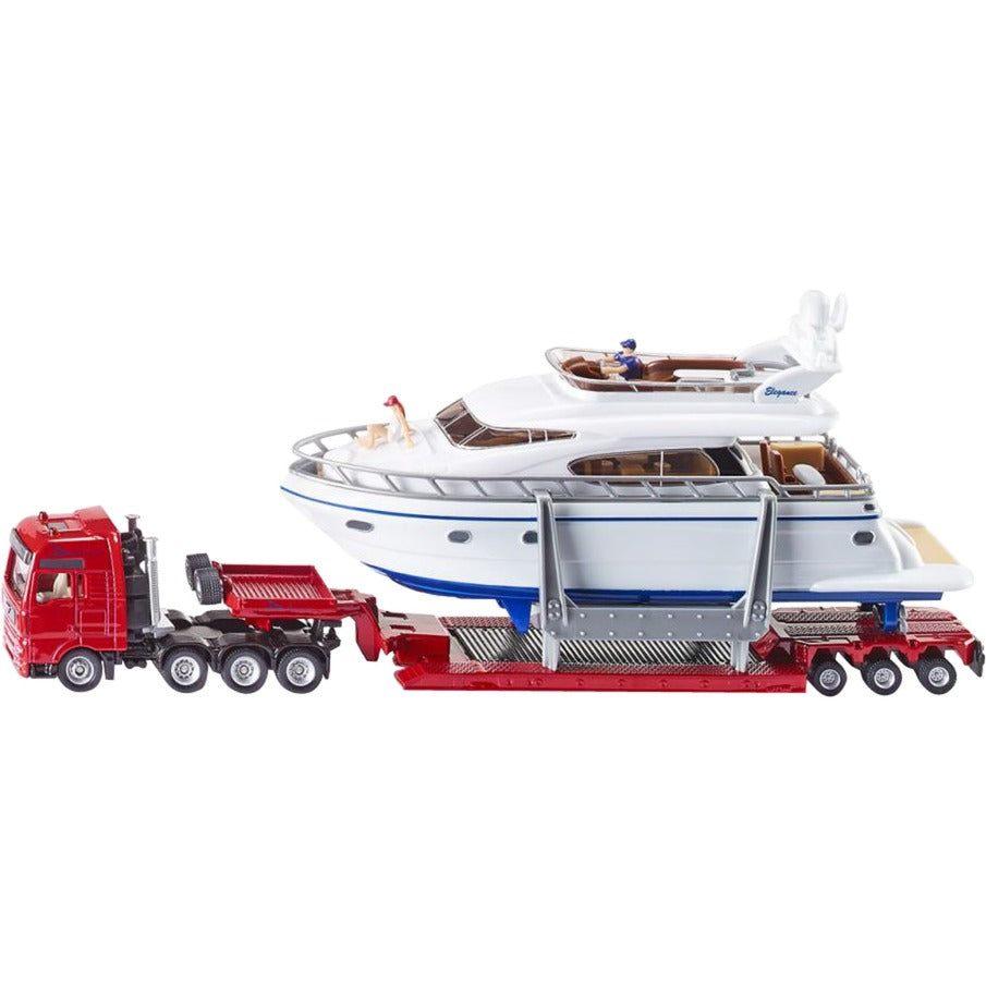 SIKU SUPER Schwertransport mit Yacht (rot/weiss)