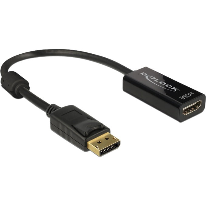 DeLOCK DisplayPort 1.2 St > HDMI Bu 4K (schwarz, 20 cm)