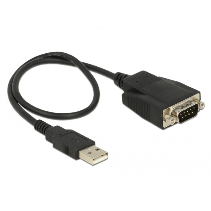DeLOCK USB 2.0 Adapter, USB-A Stecker > Seriell RS-232 Stecker (schwarz, 35cm, ESD Überspannungsschutz)