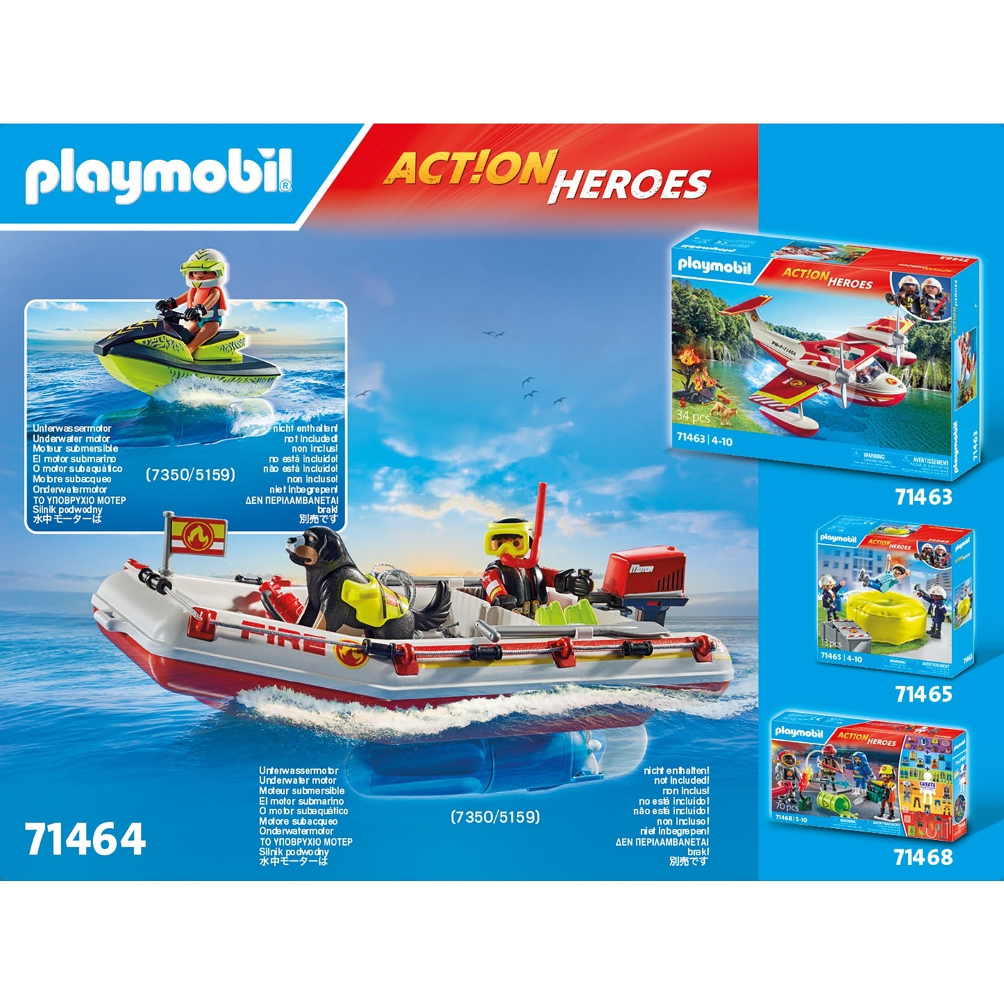 PLAYMOBIL 71464 City Action Feuerwehrboot mit Aqua Scooter, Konstruktionsspielzeug