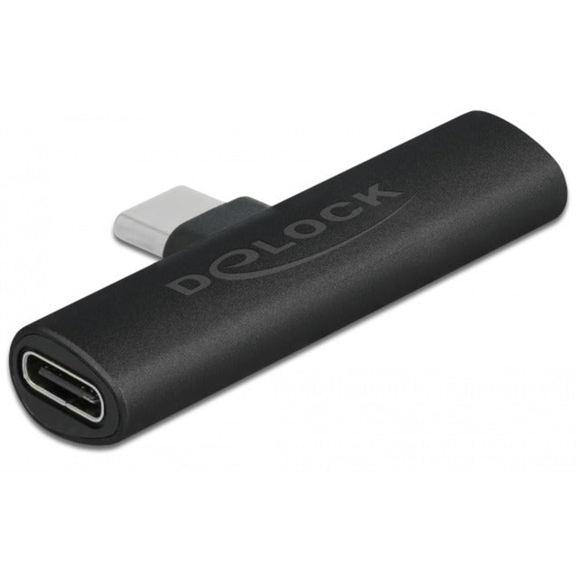 DeLOCK USB 2.0 Adapter, USB-C Stecker 90° > 2x USB-C Buchse (schwarz, PD, Laden mit bis zu 60 Watt)