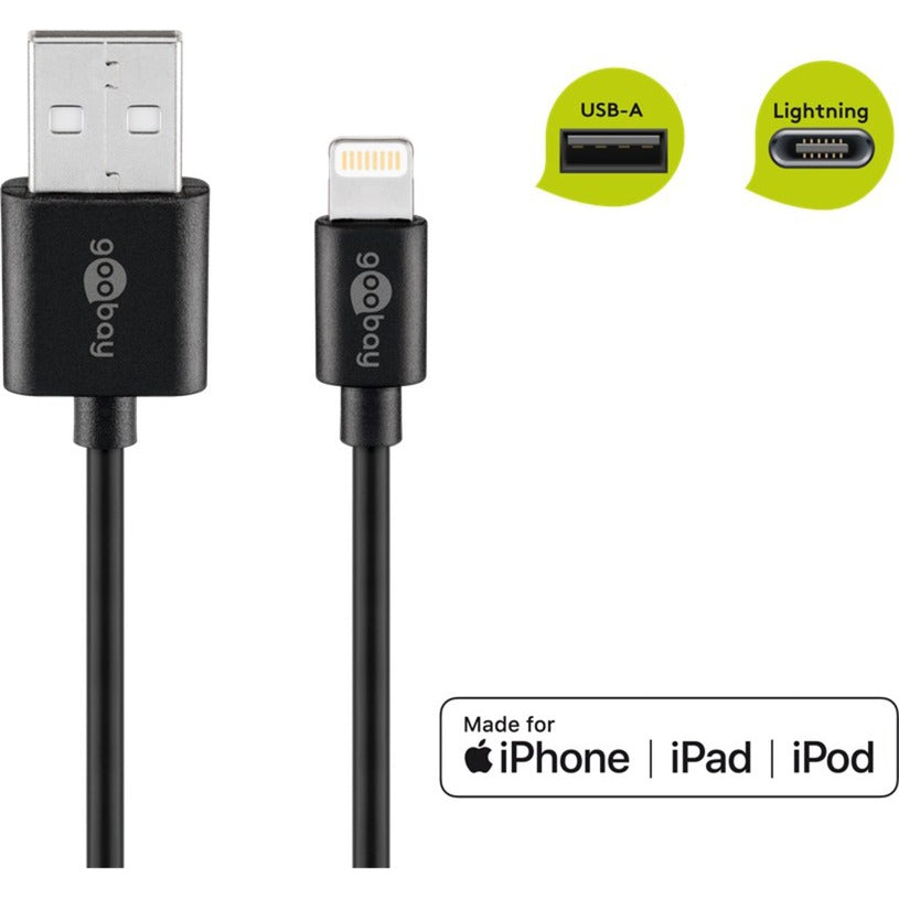 Goobay USB 2.0 Adapterkabel, USB-A Stecker > Lightning Stecker (schwarz, 1 Meter)