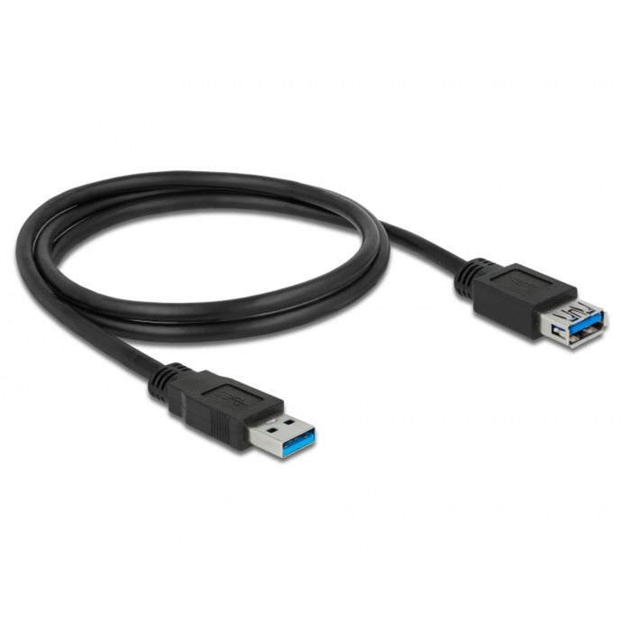 DeLOCK USB 3.2 Gen 1 Verlängerungskabel, USB-A Stecker > USB-A Buchse (schwarz, 1 Meter, SuperSpeed)