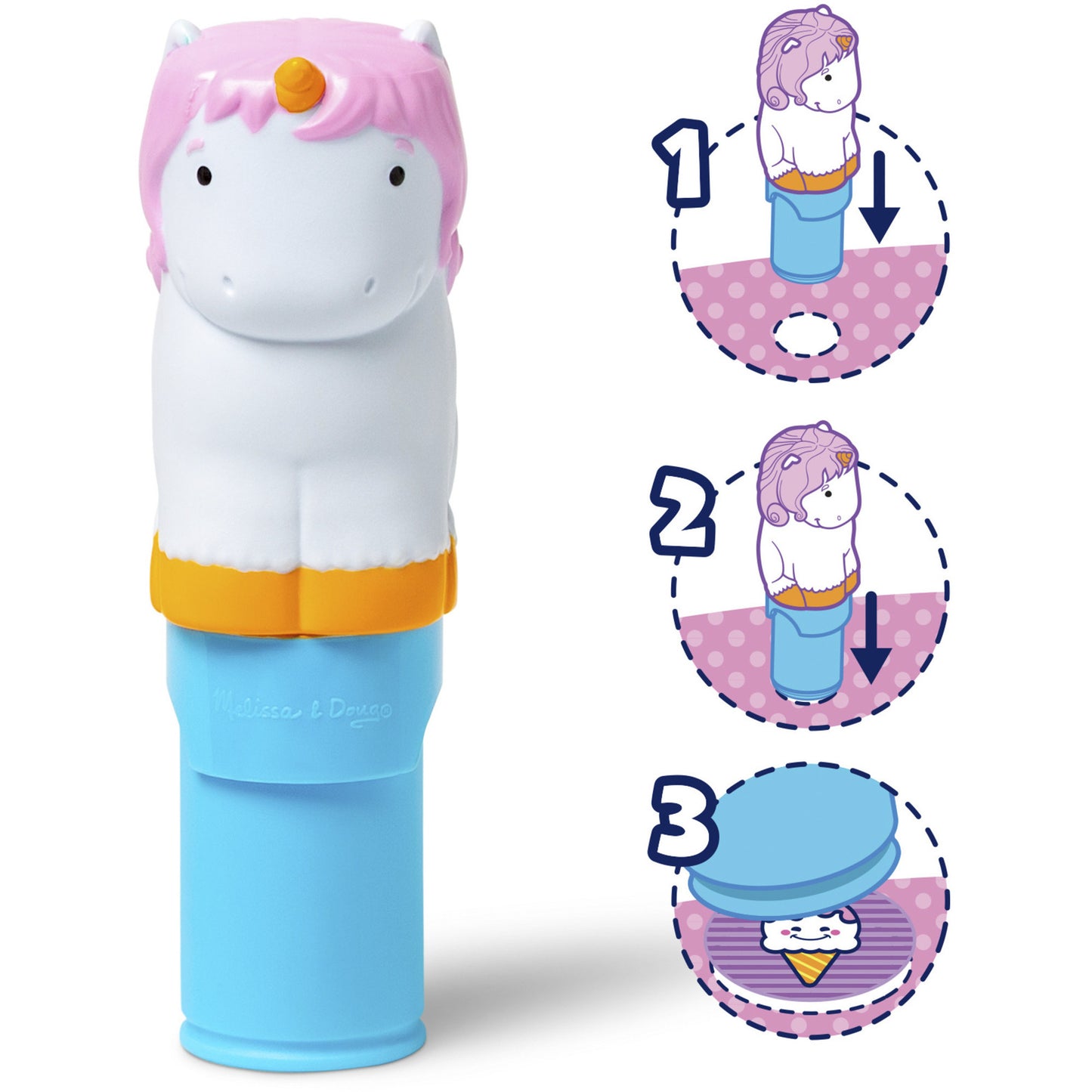 Melissa & Doug - Sticker WOW! Einhorn Aufkleberstempel & Block, Basteln