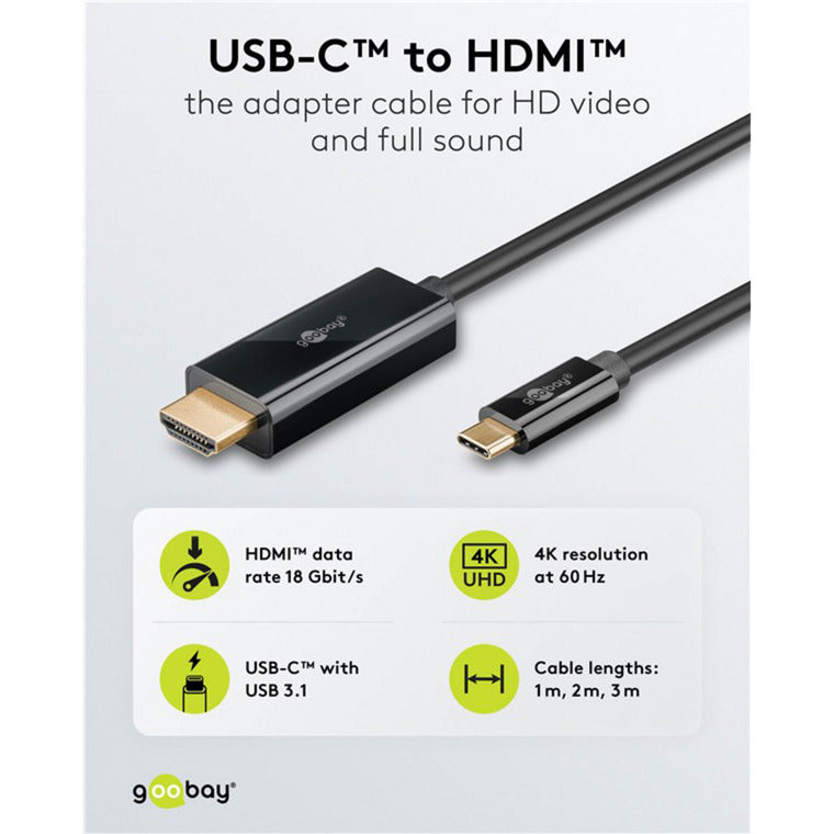 USB Adapterkabel, USB-C Stecker > HDMI Stecker, 4K / 60Hz