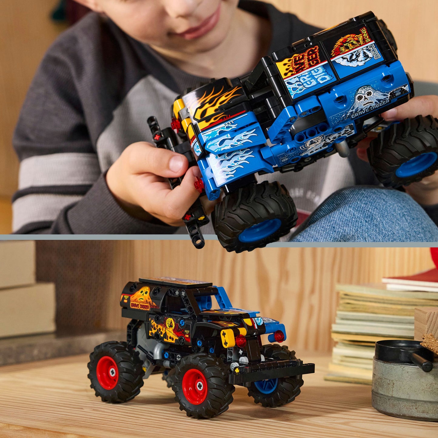 42219 Technic Monster Jam Grave Digger Feuer und Eis, Konstruktionsspielzeug