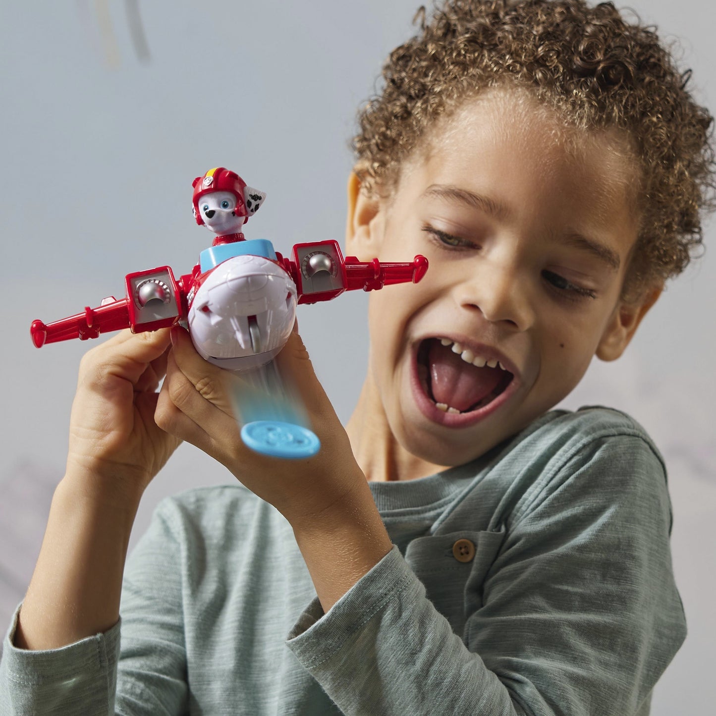 Paw Patrol Air Rescue - Marshalls Feuerwehrflugzeug mit Geschoss-Abwurf und Marshall Spielfigur , Spielfahrzeug