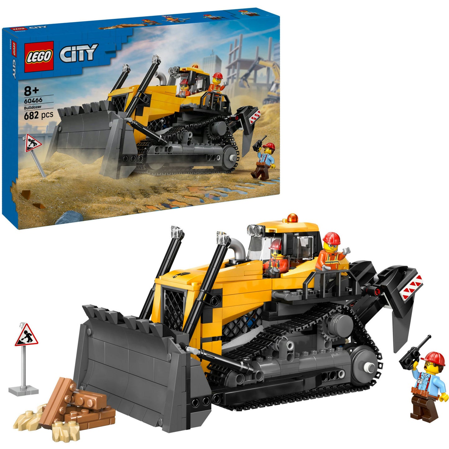 60466 City Gelber Bulldozer mit Frontlader, Konstruktionsspielzeug