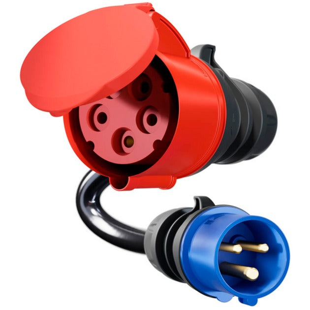 go-e Adapter für Gemini flex 22 kW, CEE rot Drehstrom 32A > CEE blau 16A (schwarz, 30cm)