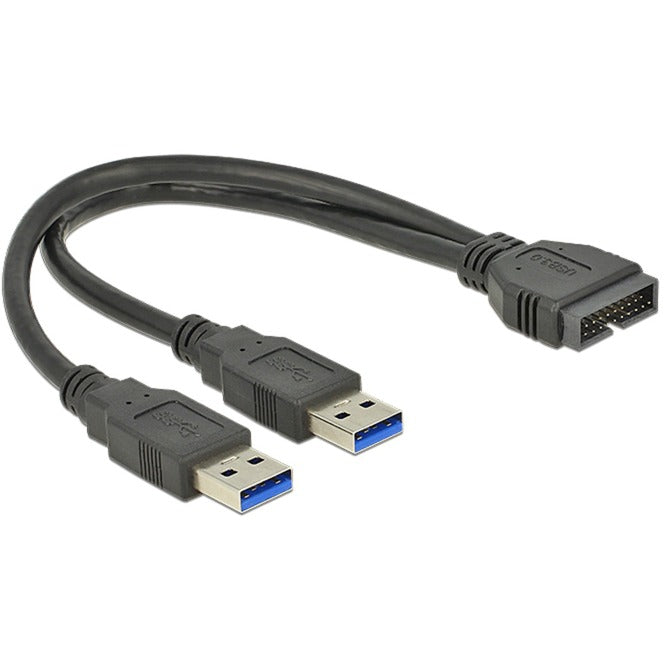 DeLOCK USB 3.2 Gen 1 Adapter, USB Pfostenstecker > 2x USB-A Stecker (schwarz)