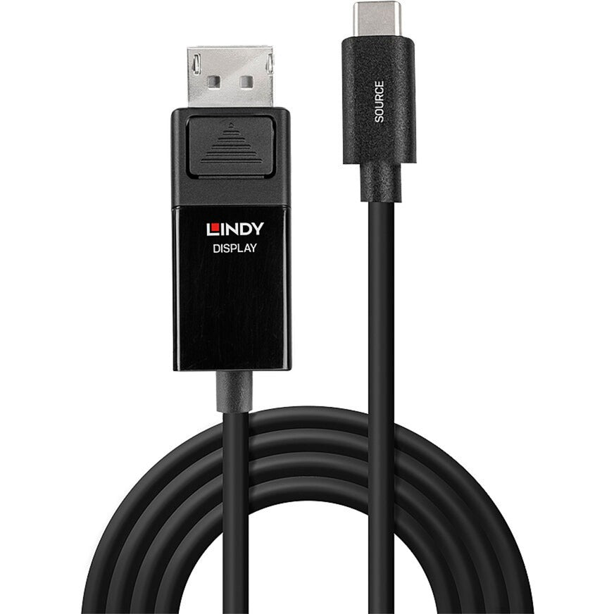Lindy USB Adapterkabel 8K60, USB-C Stecker > DisplayPort Stecker (schwarz, 2 Meter, + HDR)