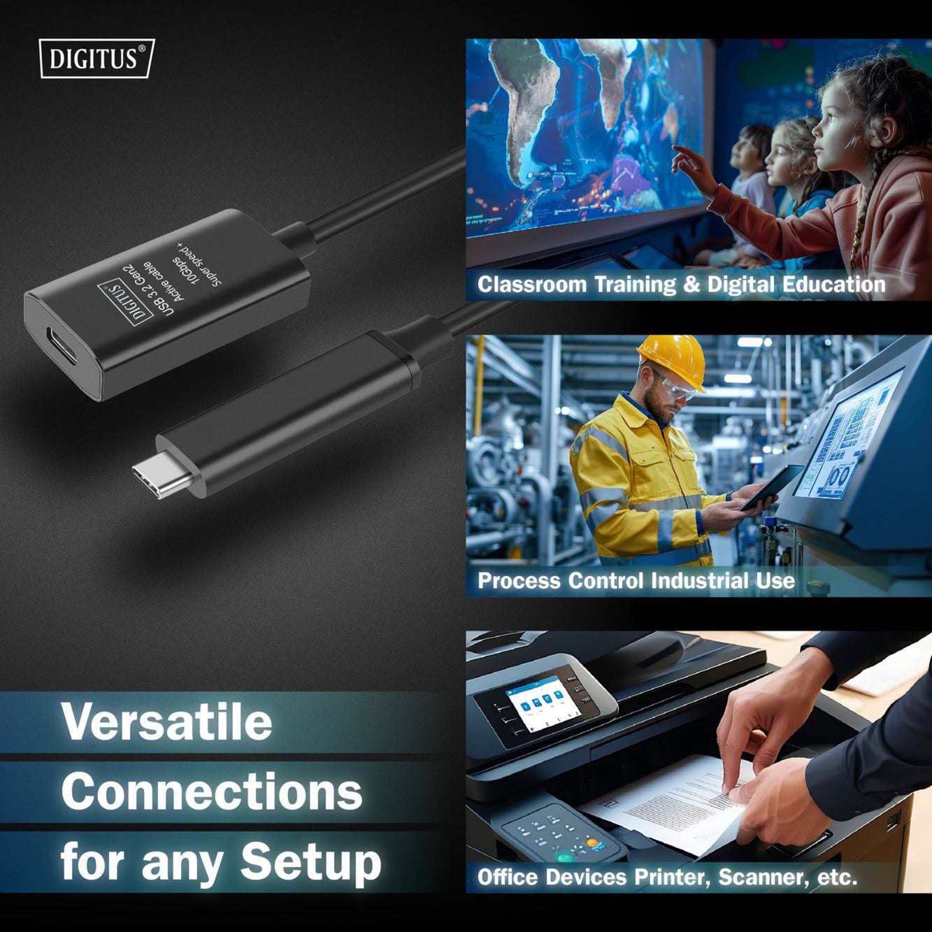 Aktives USB 3.2 Gen 2 Verlängerungskabel, USB-C Stecker > USB-C Buchse