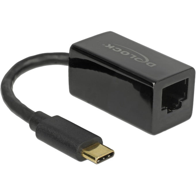 DeLOCK USB 3.2 Gen 1 Adapter, USB-C Stecker > RJ-45 Buchse (schwarz, 13,5cm, Gigabit LAN 10/100/1.000 Mbit/s)