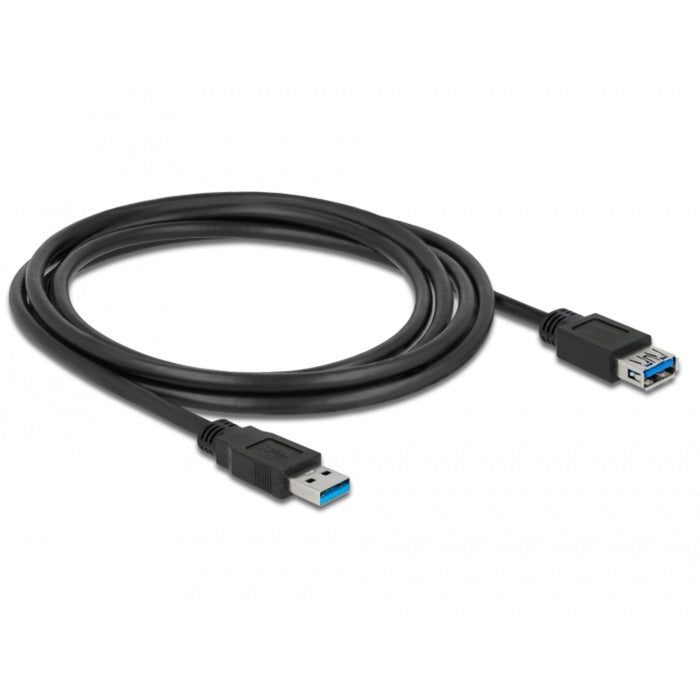 DeLOCK USB 3.2 Gen 1 Verlängerungskabel, USB-A Stecker > USB-A Buchse (schwarz, 2 Meter, SuperSpeed)