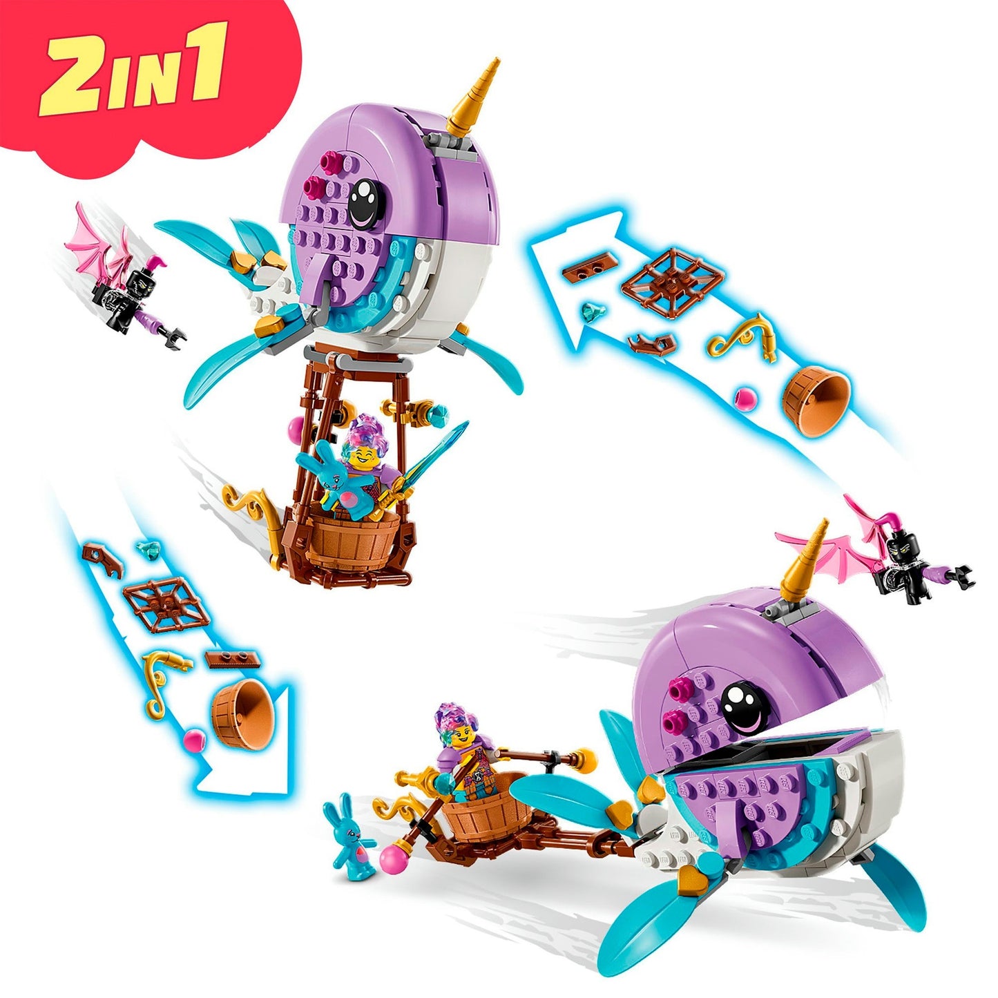 LEGO 71472 DreamZzz Izzies Narwal-Heißluftballon, Konstruktionsspielzeug