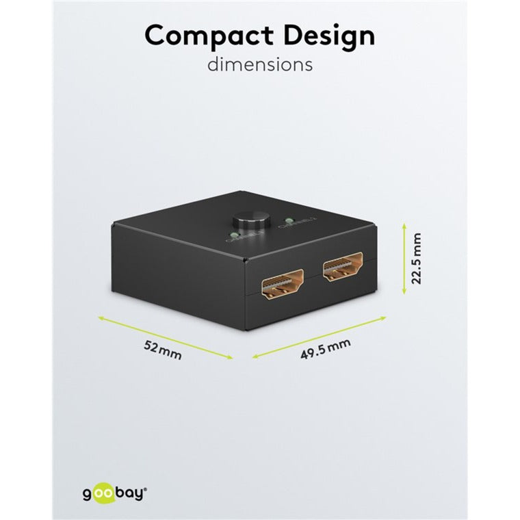 Goobay Manuelle HDMI-Umschaltbox 2 auf 1 (4K @ 30Hz), HDMI Switch (schwarz)