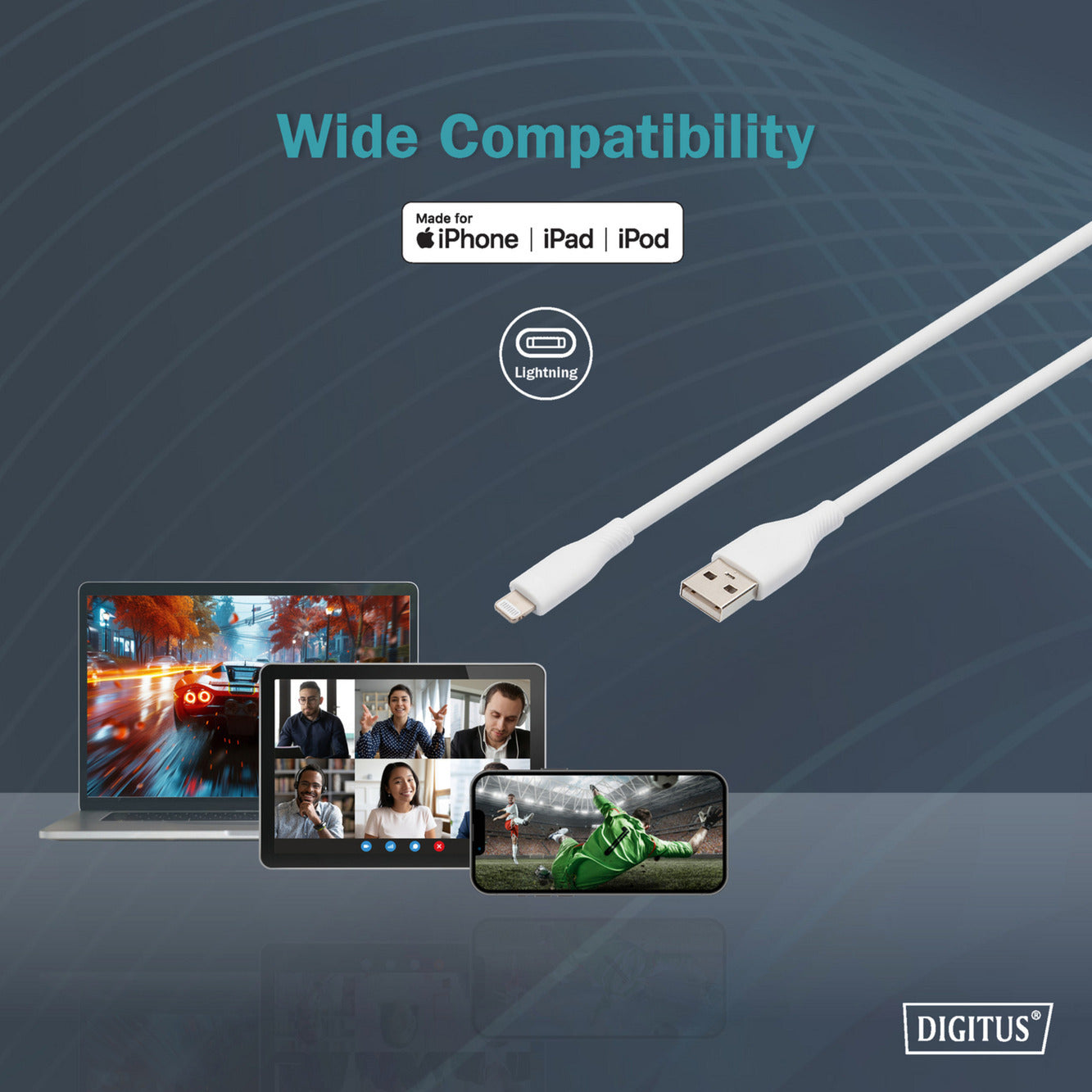 USB 2.0 Silikon-Kabel USB-A > Lightning, MFI zertifiziert