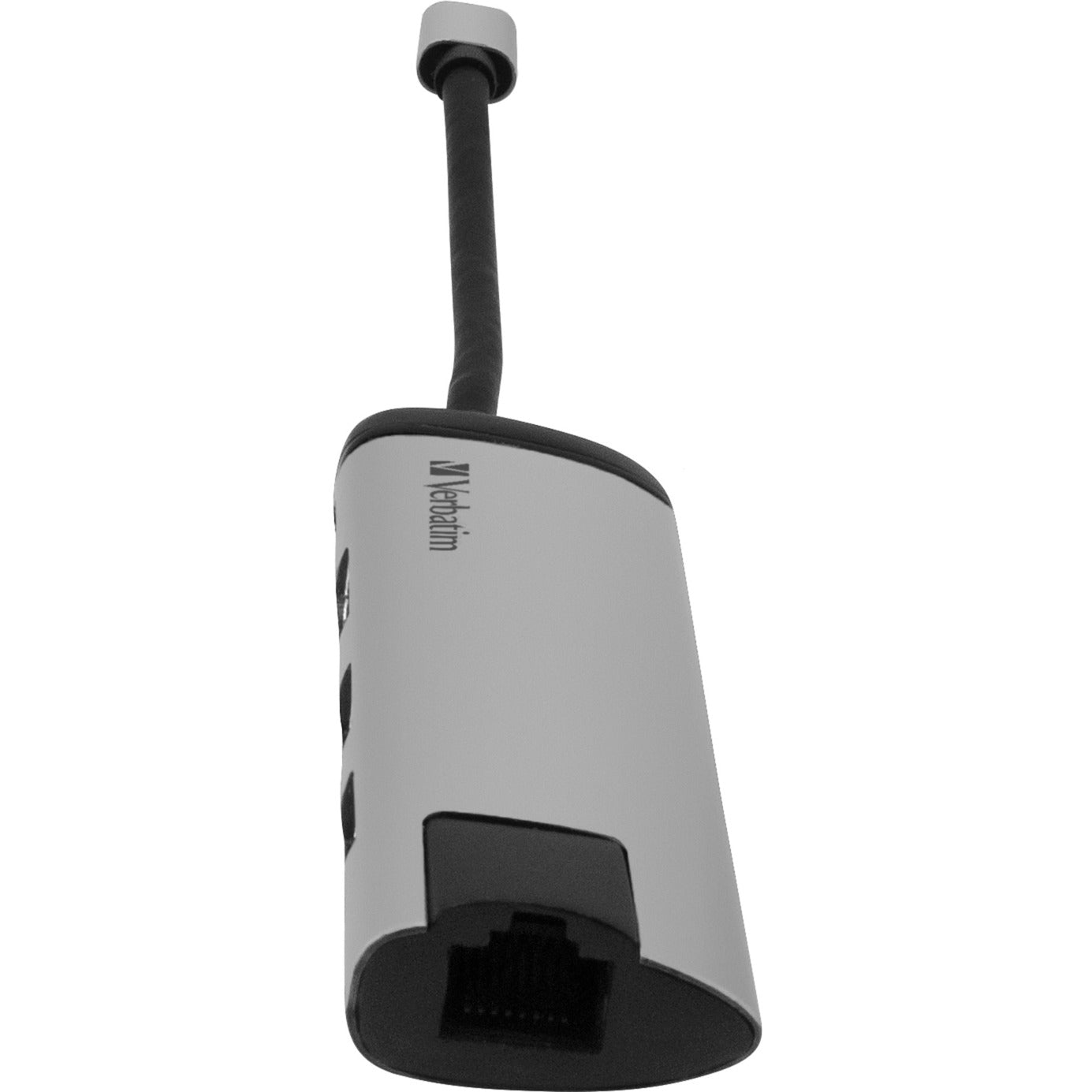 Verbatim USB 3.2 Gen 1 Multiport-Hub, USB-C Stecker > 2x USB-A + USB-C Buchse + HDMI-Buchse + RJ-45 Buchse (silber/schwarz, PD, Laden mit bis zu 100 Watt)