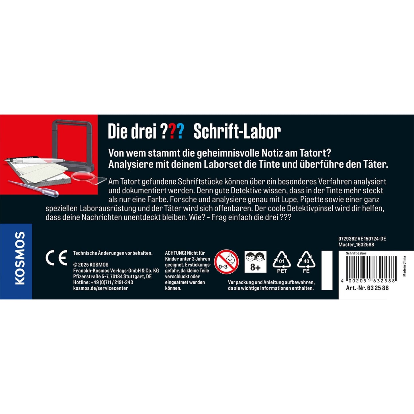 Die drei ??? Schrift-Labor, Experimentierkasten